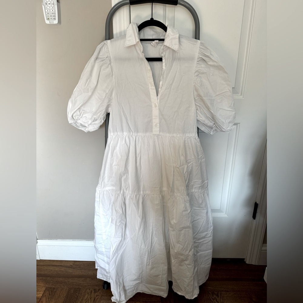 AMADI Anthropologie Tiered Shirt dress with balloon sleeves